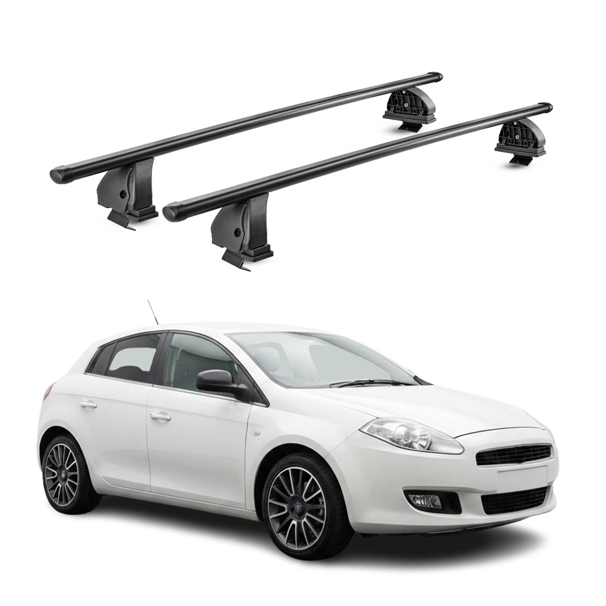 Barres de toit transversales acier pour Fiat Bravo II 2007-2014 TÜV Noir 2Pcs