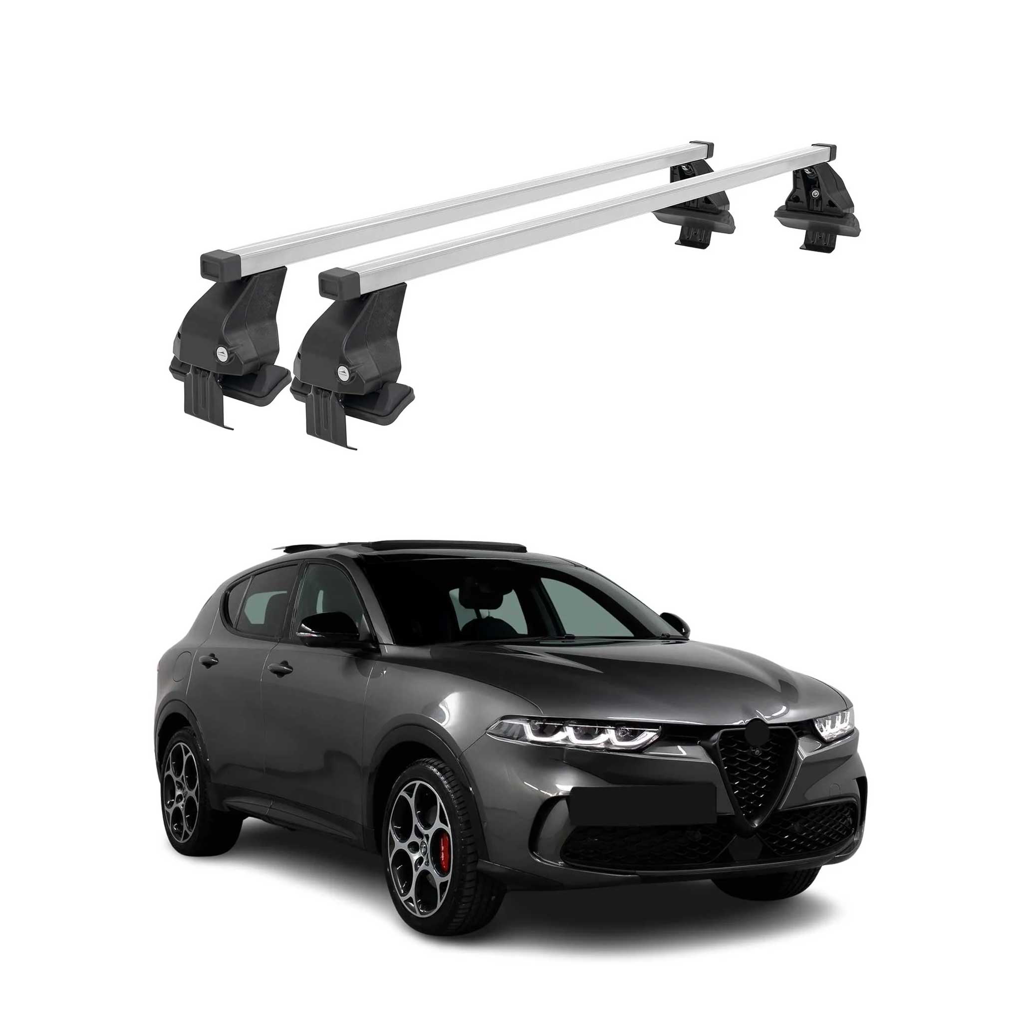 Barres de toit transversales Menabo pour Alfa Romeo Tonale 2022-2026 Gris