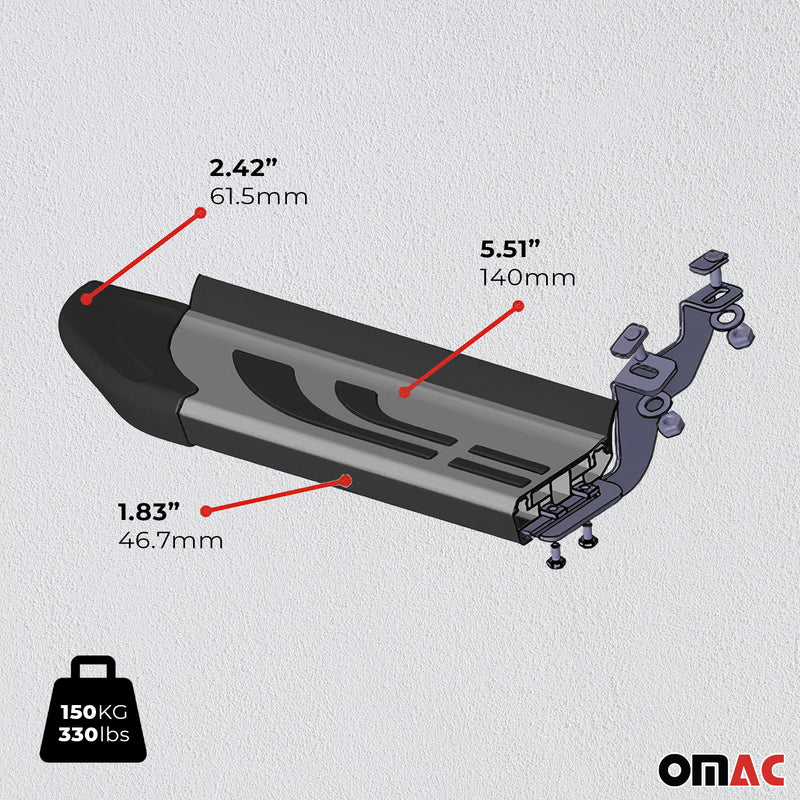 Marchepieds Latéraux pour Nissan Patrol 2010-2024 Aluminium Gris Noir 2x