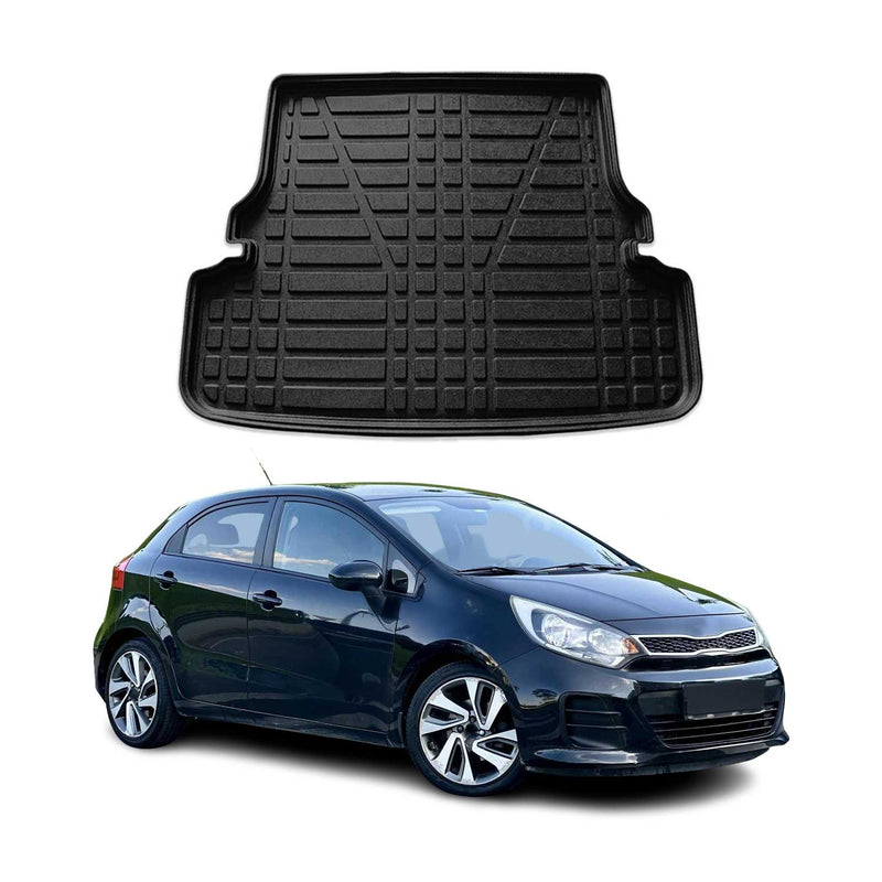 Tapis de Coffre pour Kia Rio 2011-2017 Berline en TPE Noir