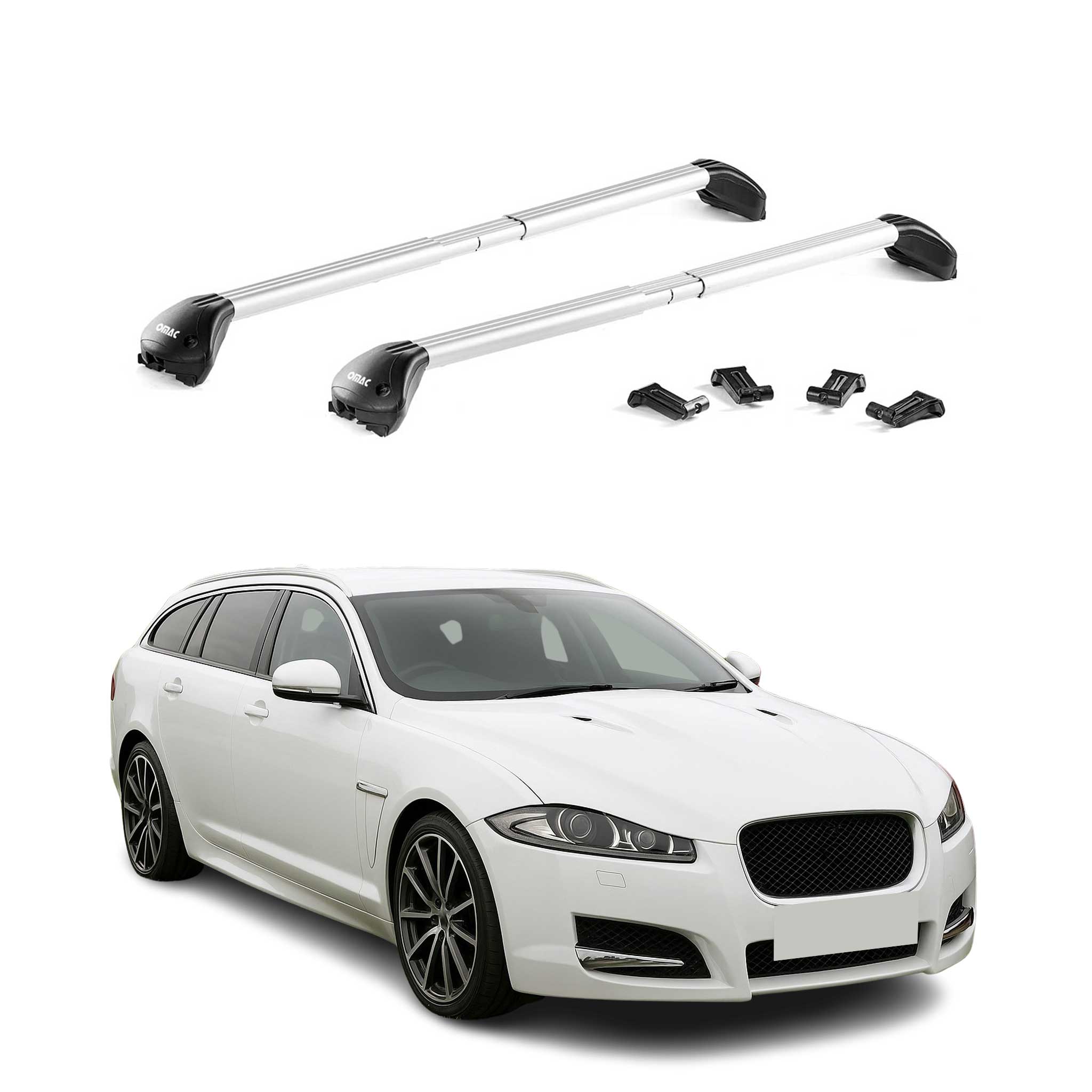 Barres de toit transversales pour Jaguar XF Break X250 2012-2016 Alu Gris 2x ABE