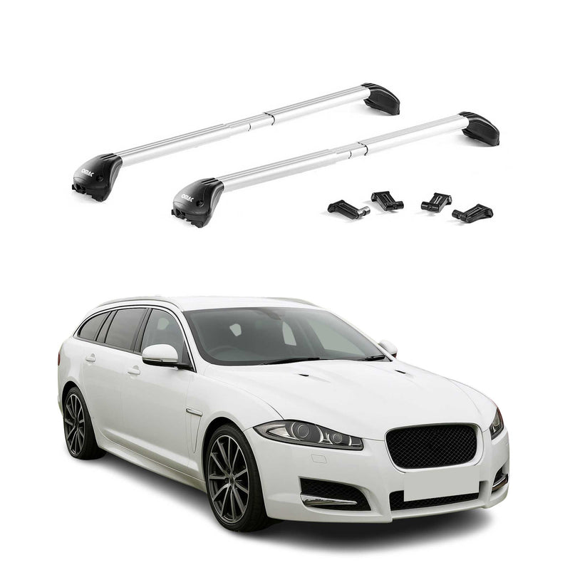 Barres de toit transversales pour Jaguar XF Break X250 2012-2016 Alu Gris 2x ABE