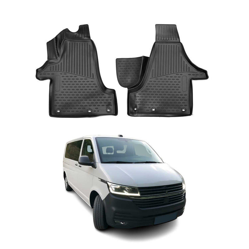 OMAC Tapis de sol pour VW T6 T6.1 Transporter 2015-2024 en caoutchouc Noir