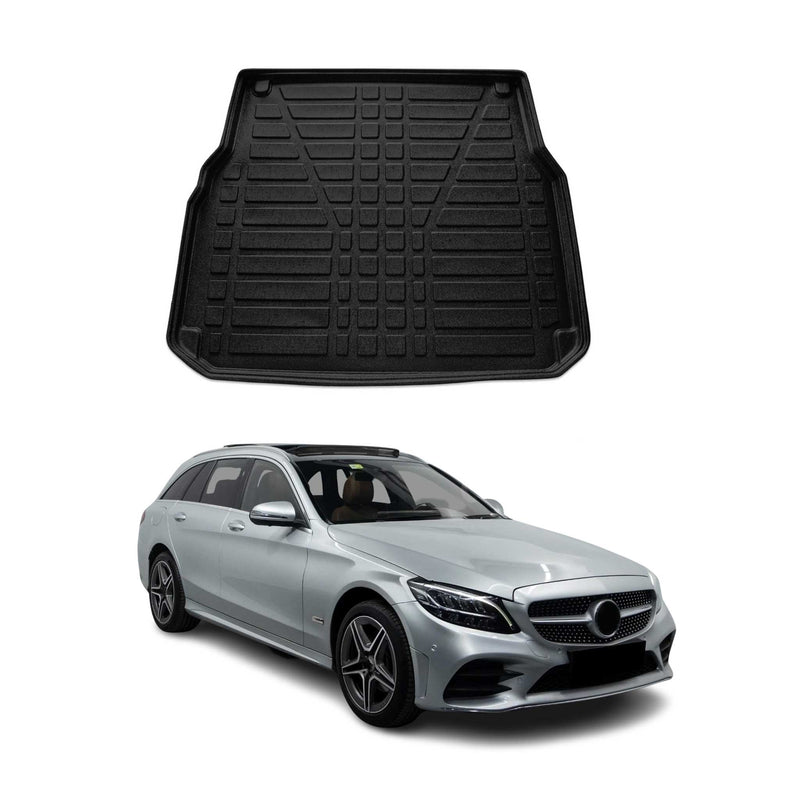 Tapis de Coffre pour Mercedes Classe C S205 2015-2021 en TPE Noir