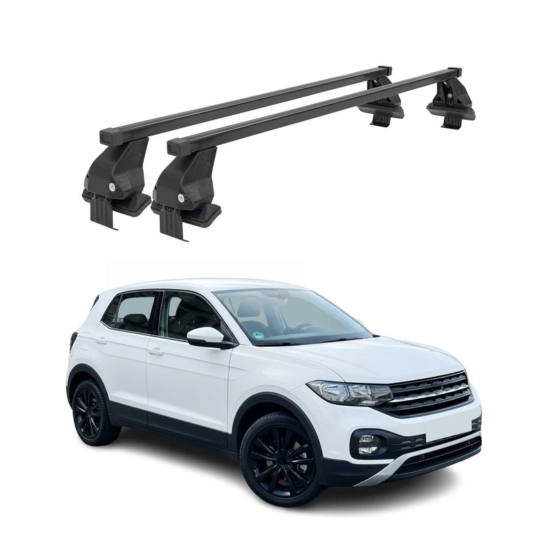 Menabo Barres de toit transversales pour VW T-Cross 2018-2025 Acier Noir 2x