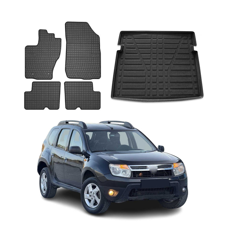 Kit Tapis de sol et coffre pour Dacia Duster 4x4 2010-2018 TPE Noir