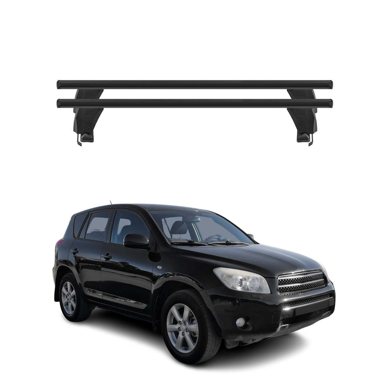 Menabo Barres de toit Transversales pour Toyota RAV4 2005-2012 Alu Noir 2x ABE
