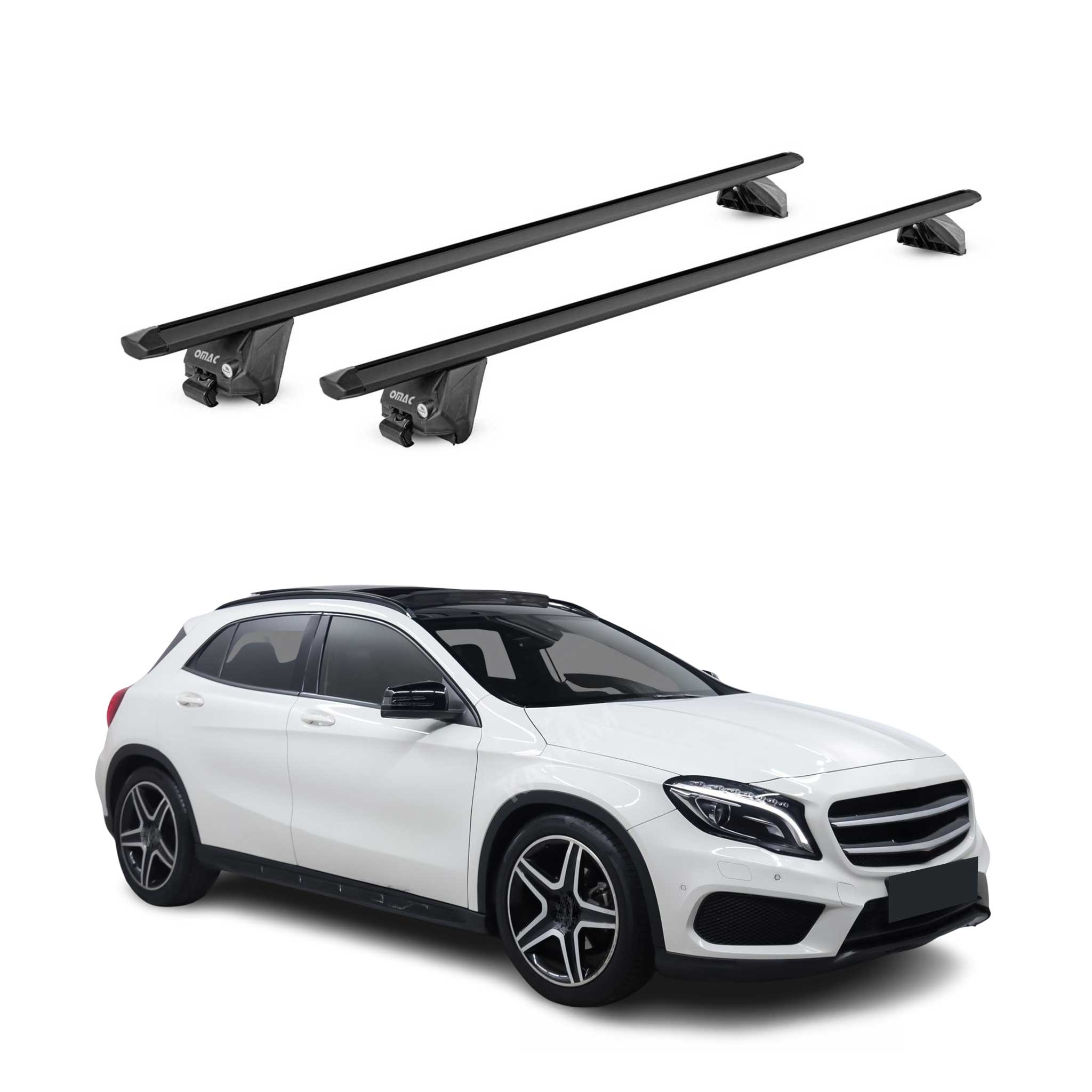 Barres de toit transversales pour Mercedes GLA X156 H247 2014-2026 Alu Noir ABE