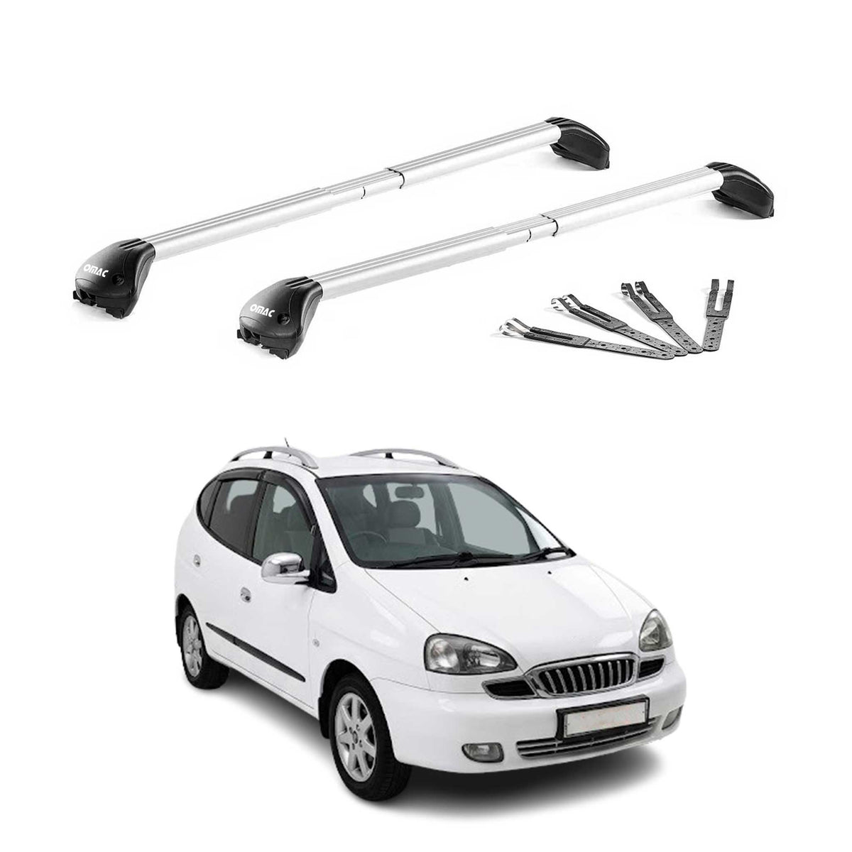 Barres de toit pour Daewoo Tacuma 2000-2004 Pre-FL Alu Gris Argenté 2 pièces ABE