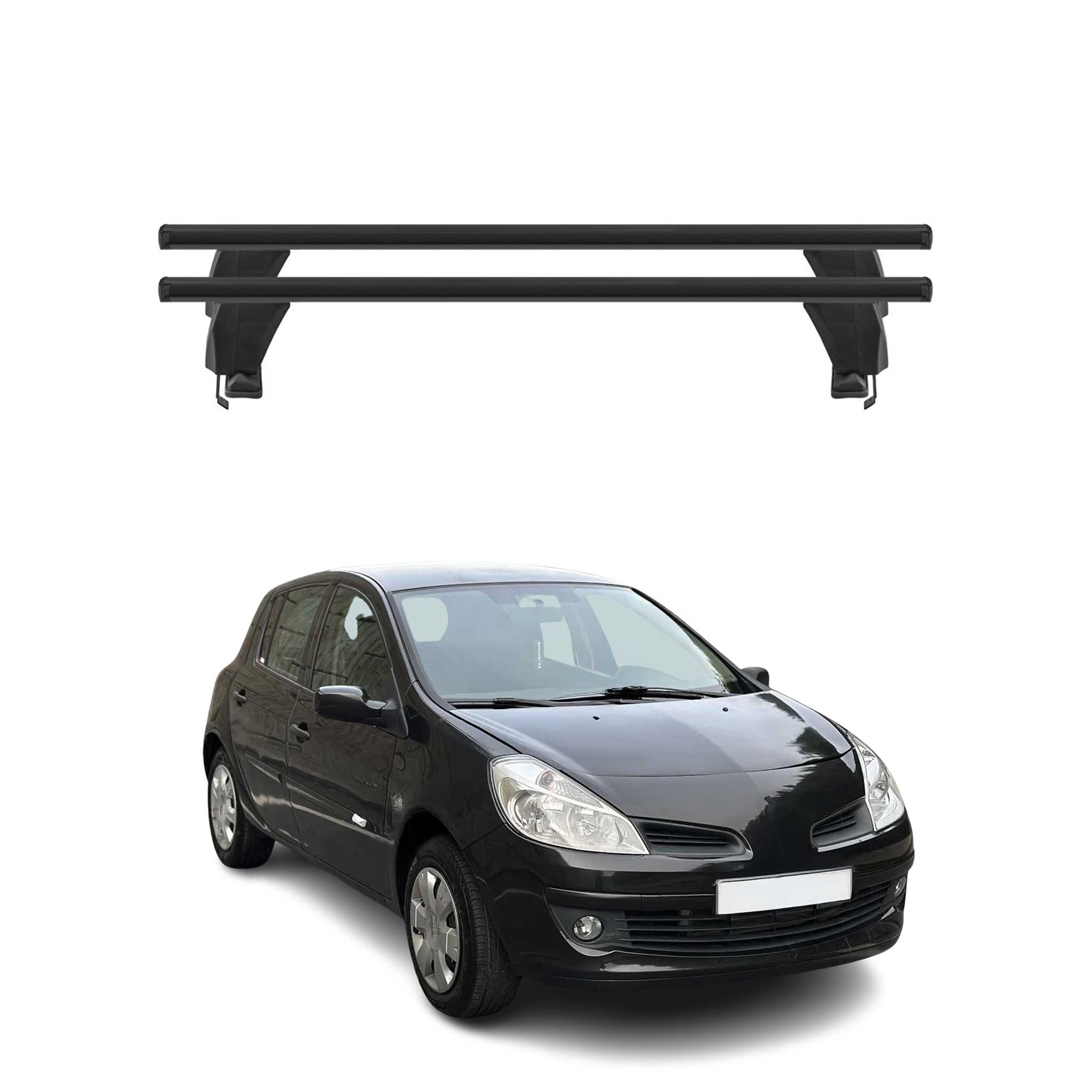 Barres de toit transversales pour Renault Clio III 2005-2012 Alu Noir 2x