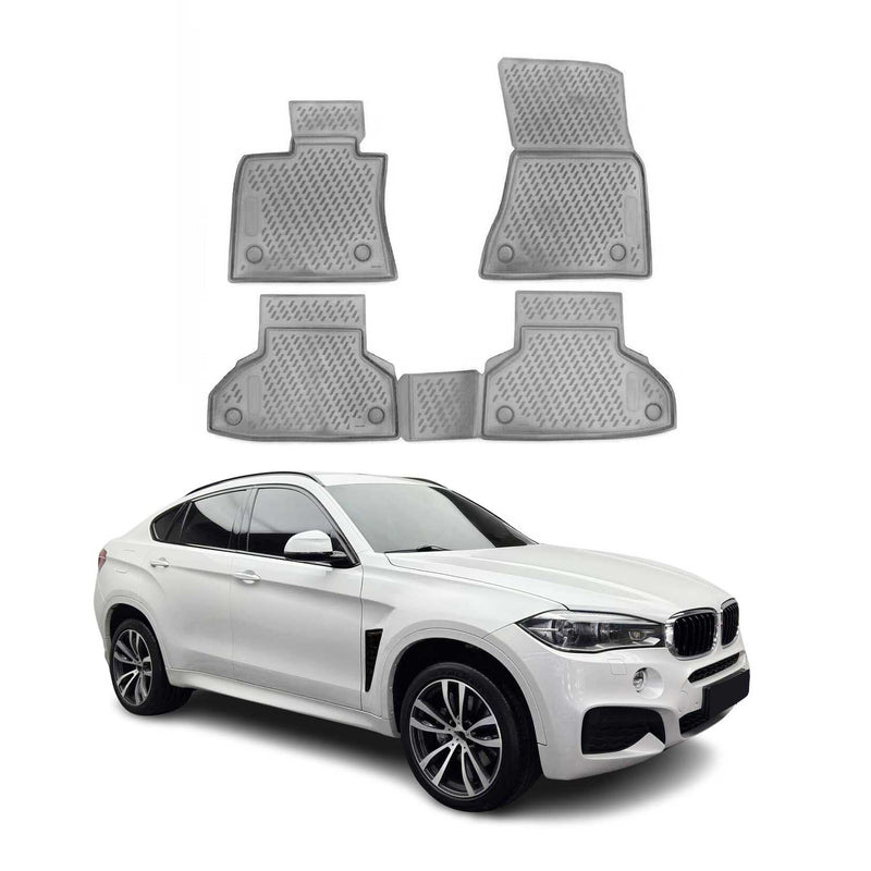 OMAC 3D Tapis de sol pour BMW X6 F16 F86 2014-2019 caoutchouc TPE Gris 4Pcs