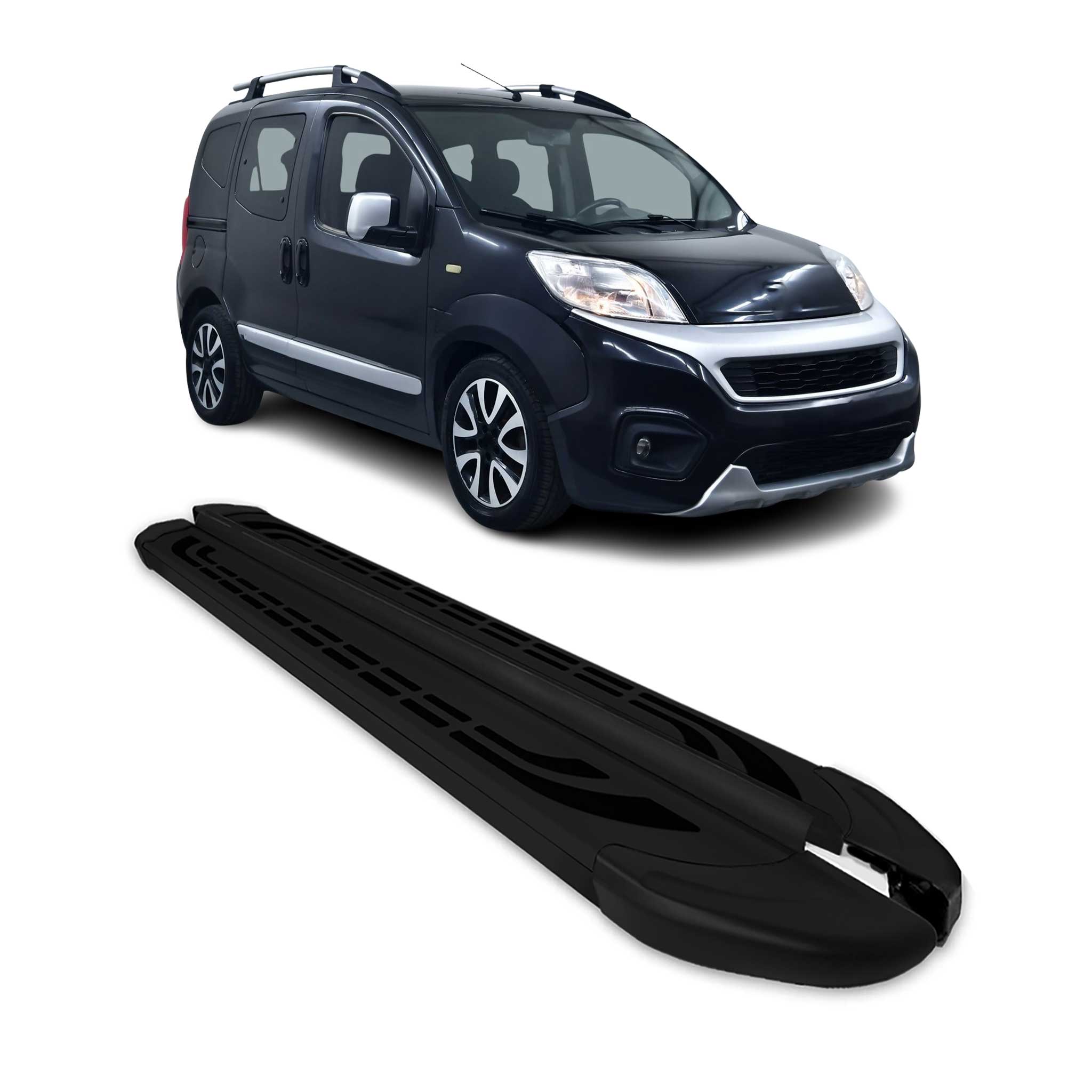 Marchepieds Latéraux pédale pour Fiat Fiorino 2007-2021 Aluminium Noir 2Pcs