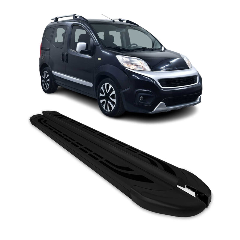 Marchepieds Latéraux pédale pour Fiat Fiorino 2007-2021 Aluminium Noir 2Pcs