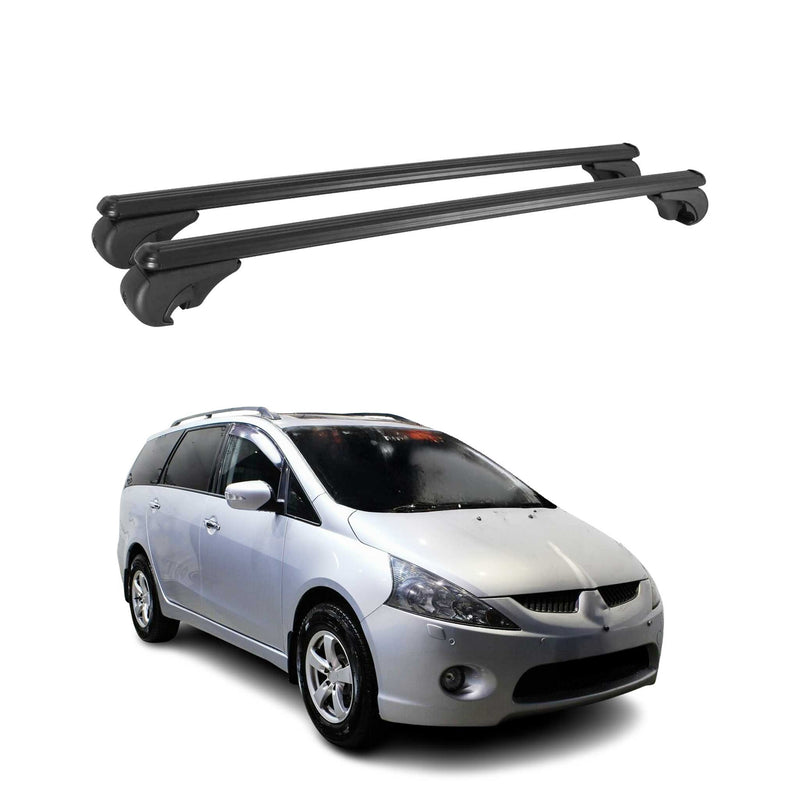 Barres de toit Transversales pour Mitsubishi Grandis 2004-2011 Aluminium Noir