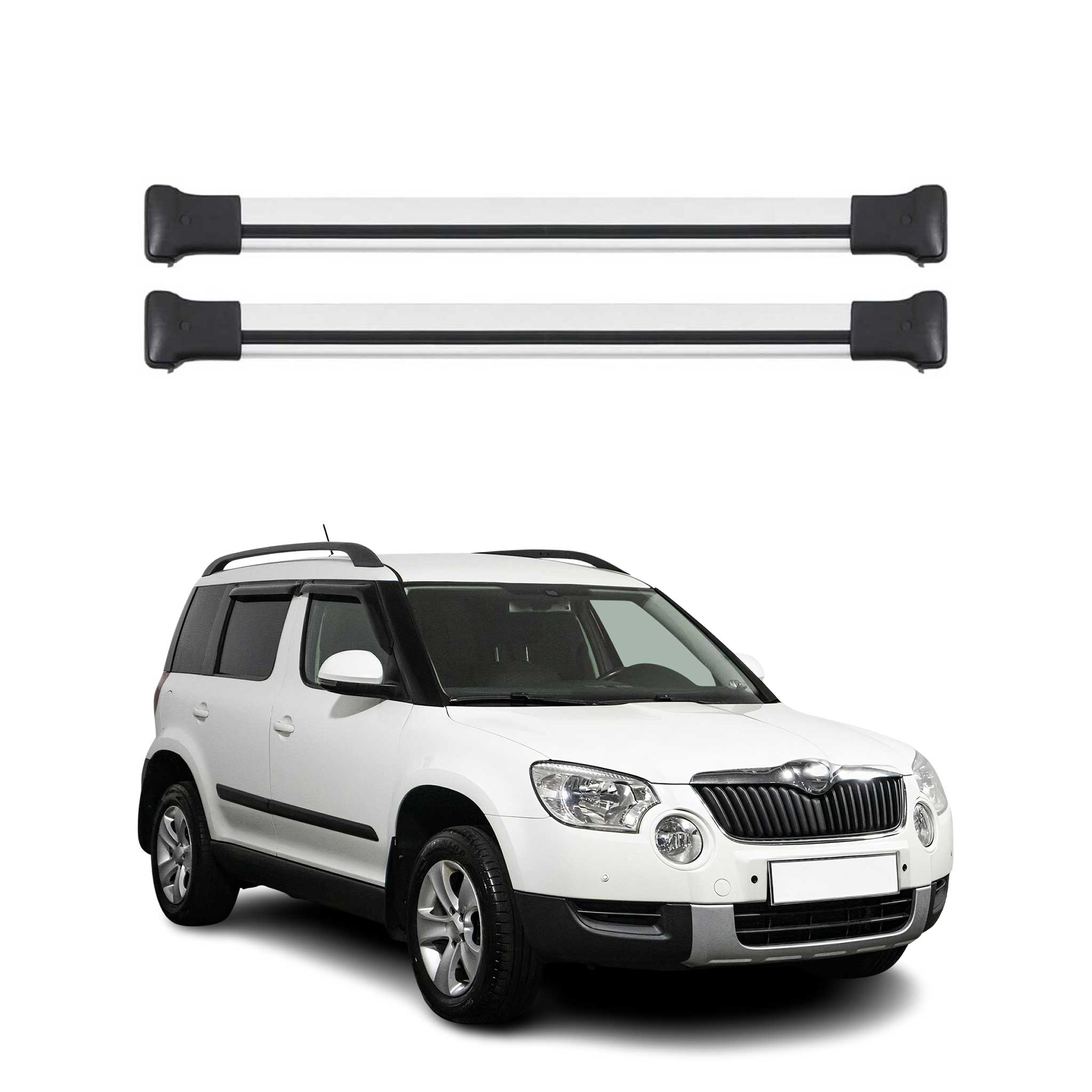 Barres de toit transversales pour Skoda Yeti 2009-2017 Aluminium Gris