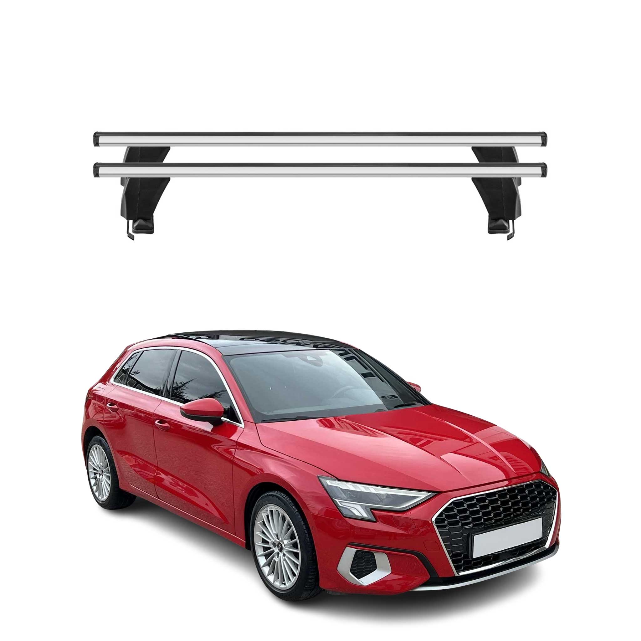 Menabo Barres de transversales pour Audi A3 8YA Sportback 2020-2025 Alu Gris 2x