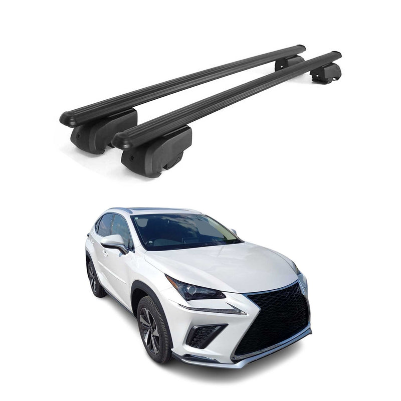 Barres de toit Transversales pour Lexus NX 2020-2021 Aluminium Noir ABE