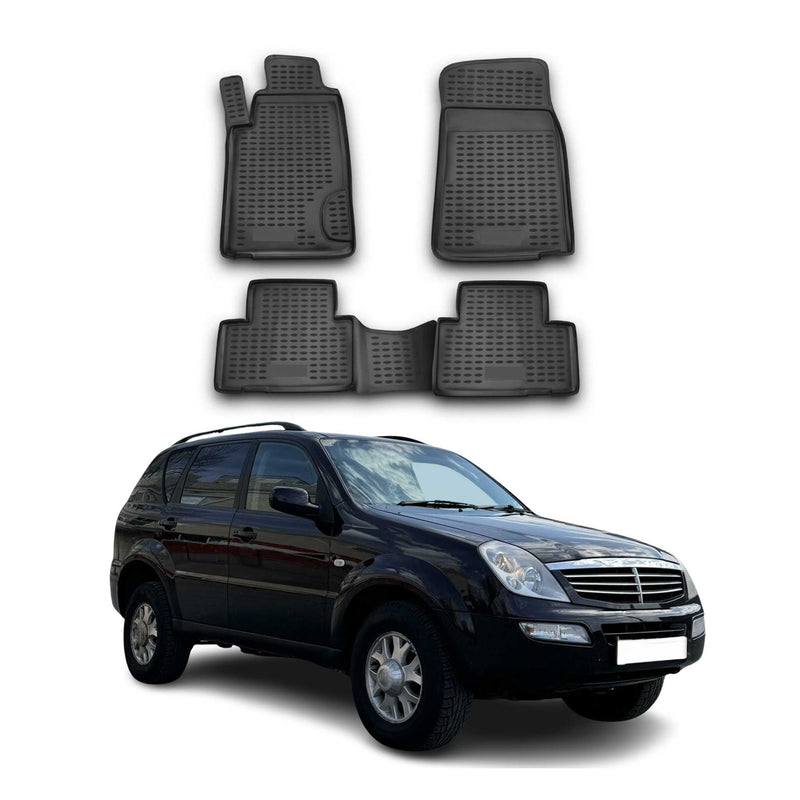 Tapis de sol pour Ssangyong Kyron 2005-2021 en caoutchouc TPE 3D Noir 4Pcs