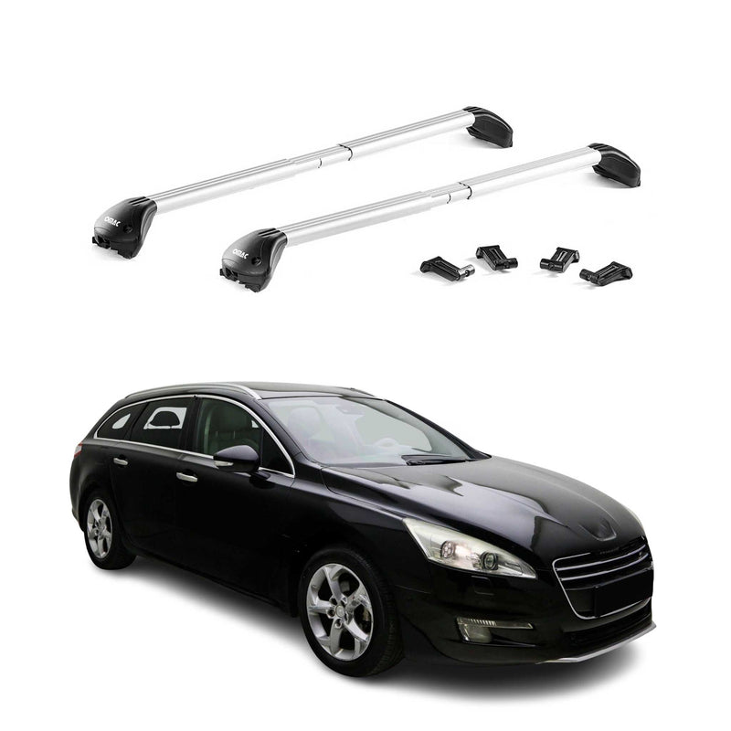 Barres de toit transversales pour Peugeot 508 Break / 508 RXH 11-18 Alu Gris ABE