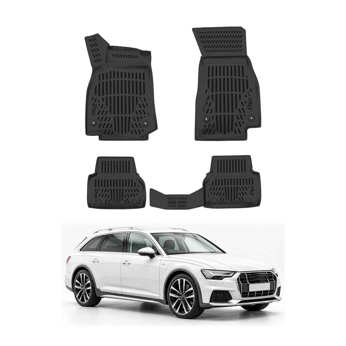 Tapis de sol pour Audi A6 A7 2018-2024 Noir 3D en Caoutchouc TPE 4Pcs