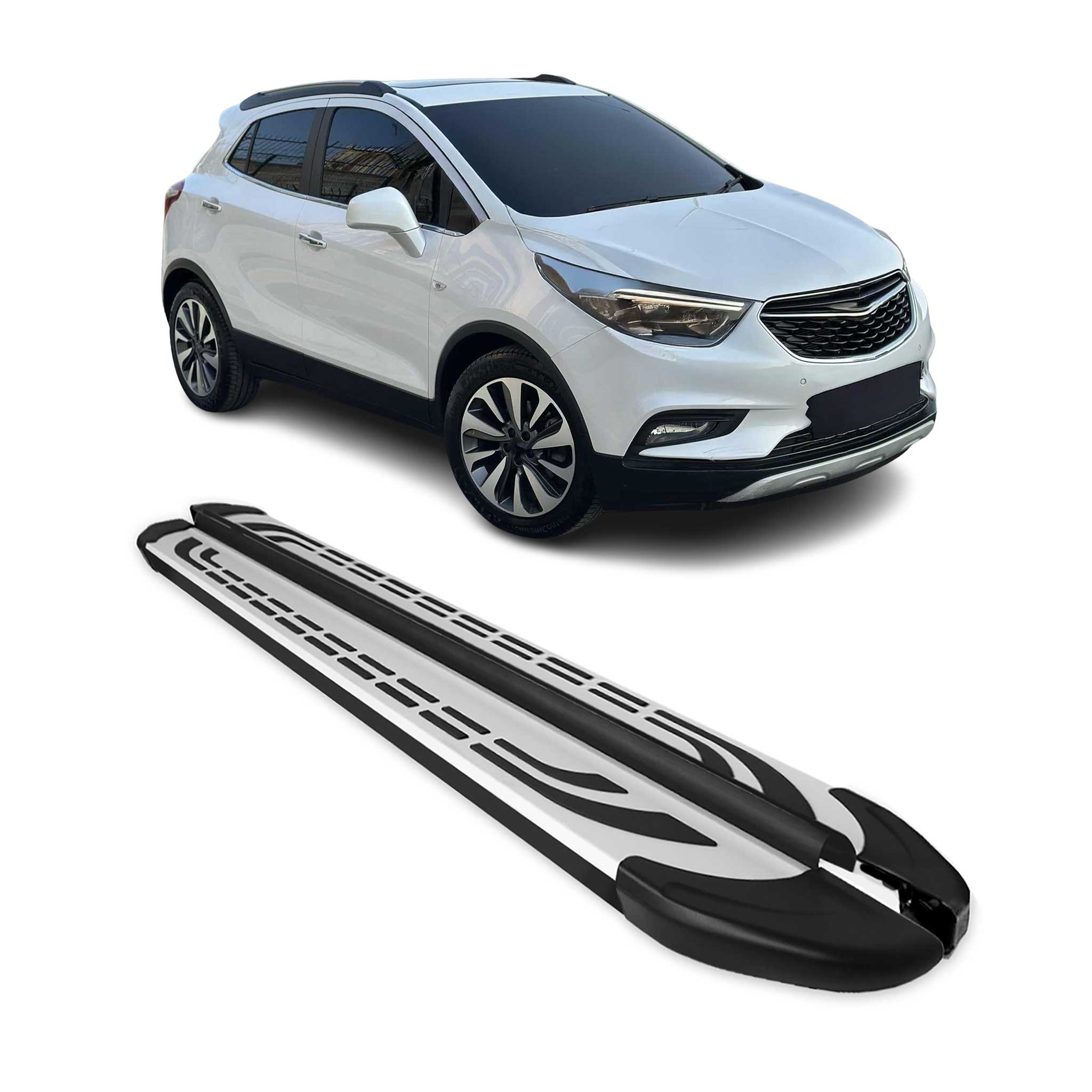 Marchepieds Latéraux pédale pour Opel Mokka 2012-2019 Aluminium Gris Noir 2x