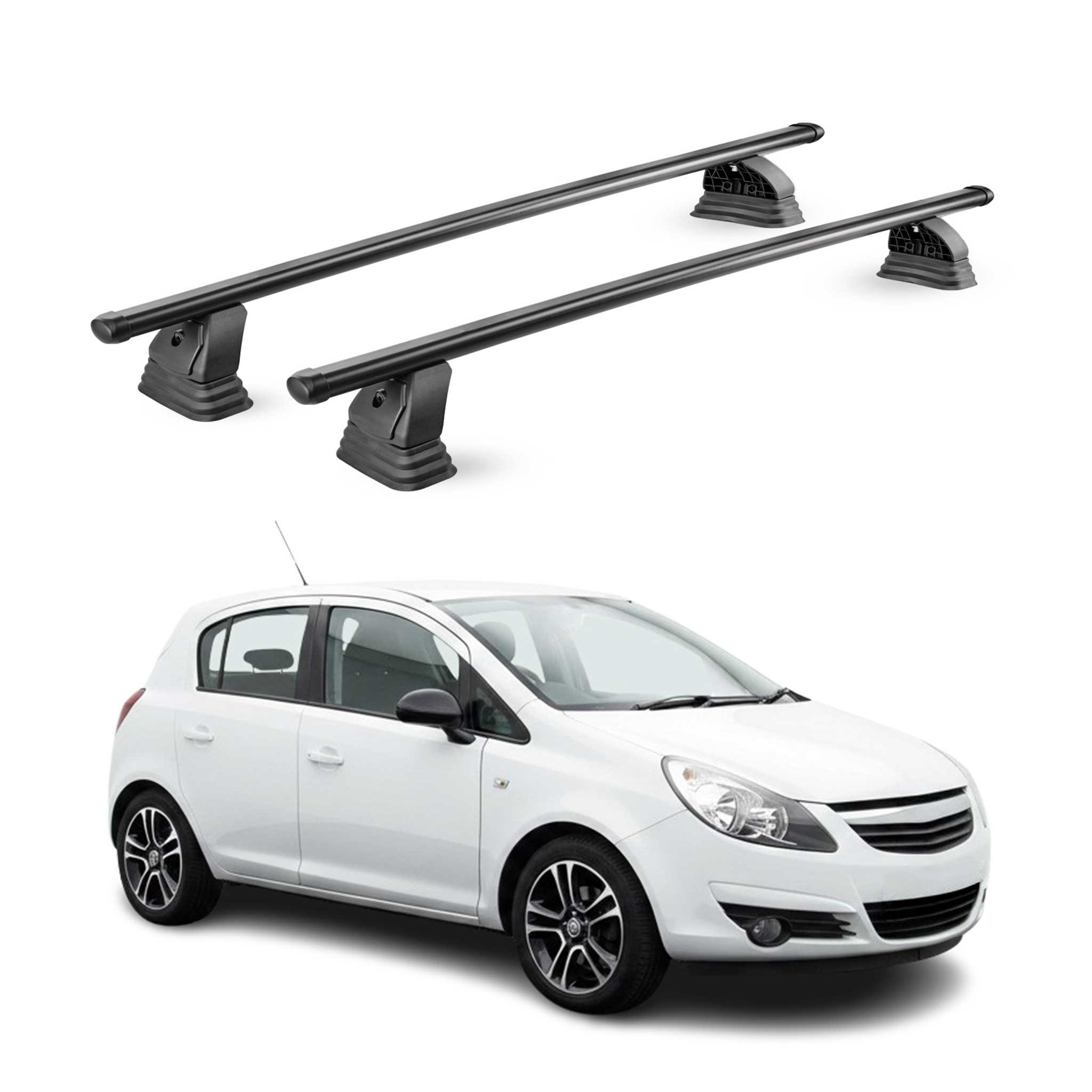 Barres de toit transversales acier pour Opel Corsa D 2006-2014 TÜV 75 kg Noir 2x