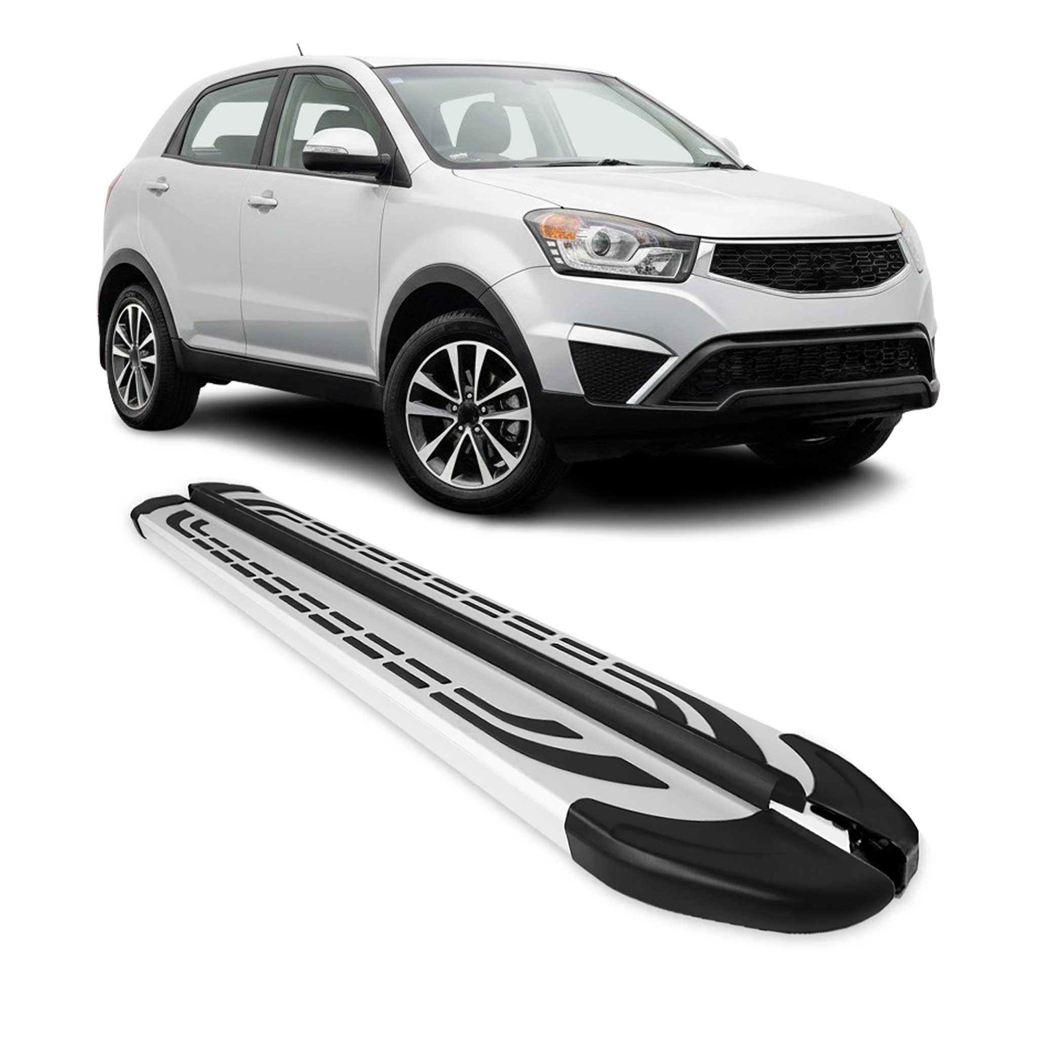 Marchepieds Latéraux pour Ssangyong Korando 2011-2019 Aluminium Gris 2Pcs