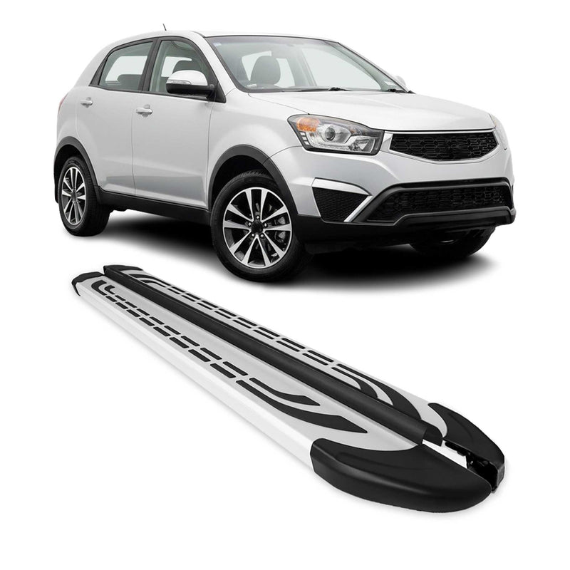 Marchepieds Latéraux pour Ssangyong Korando 2011-2019 Aluminium Gris 2Pcs