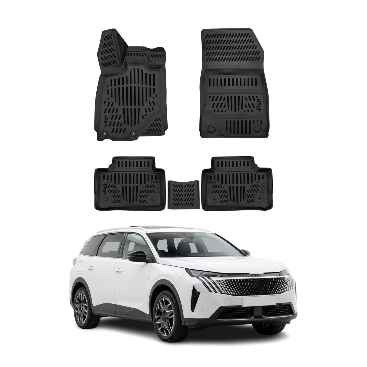 Tapis de sol pour Peugeot E-5008 2024-2027 Noir 3D en Caoutchouc TPE 4Pcs
