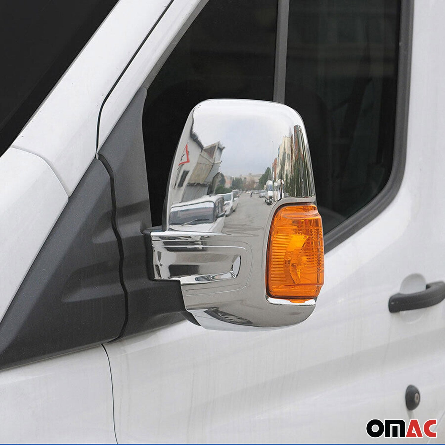 Coques de Rétroviseurs pour Ford Transit 2015-2026 en ABS Argent Chromé 2Pcs