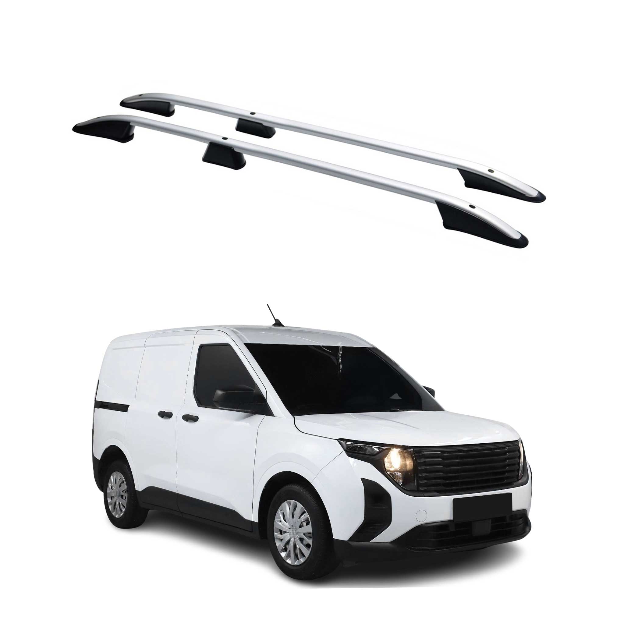 Barres de toit longitudinales pour Ford Tourneo Courier 2023-2026 Alu Gray 2 Pcs