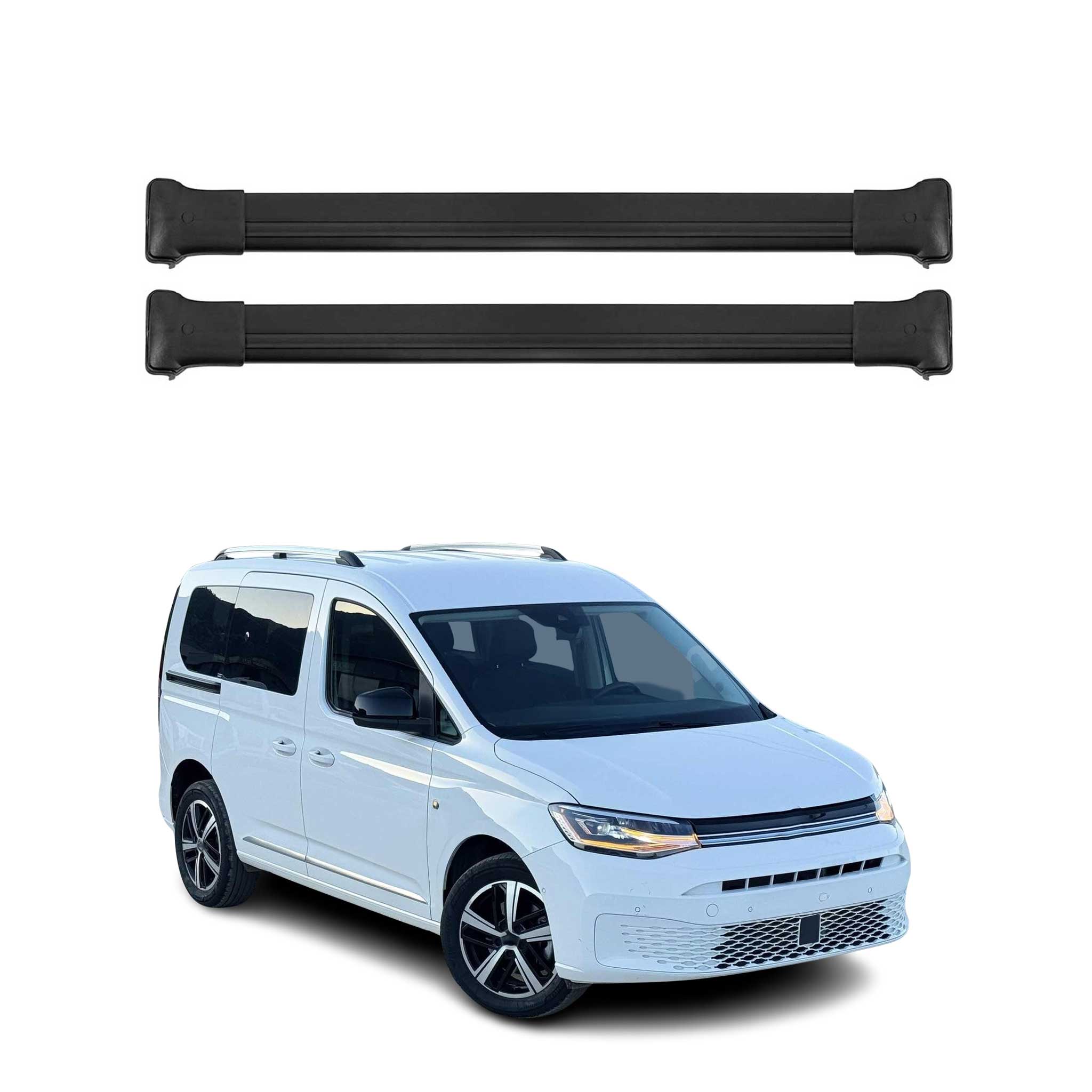 Barres de toit transversales pour VW Caddy 2020-2026 Aluminium Noir 2Pcs