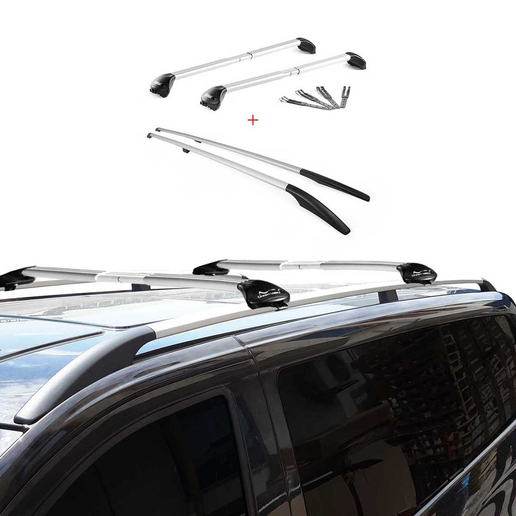 KIT Barres de toit trans+long pour Subaru XV 2012-2018 Alu Gris 4x
