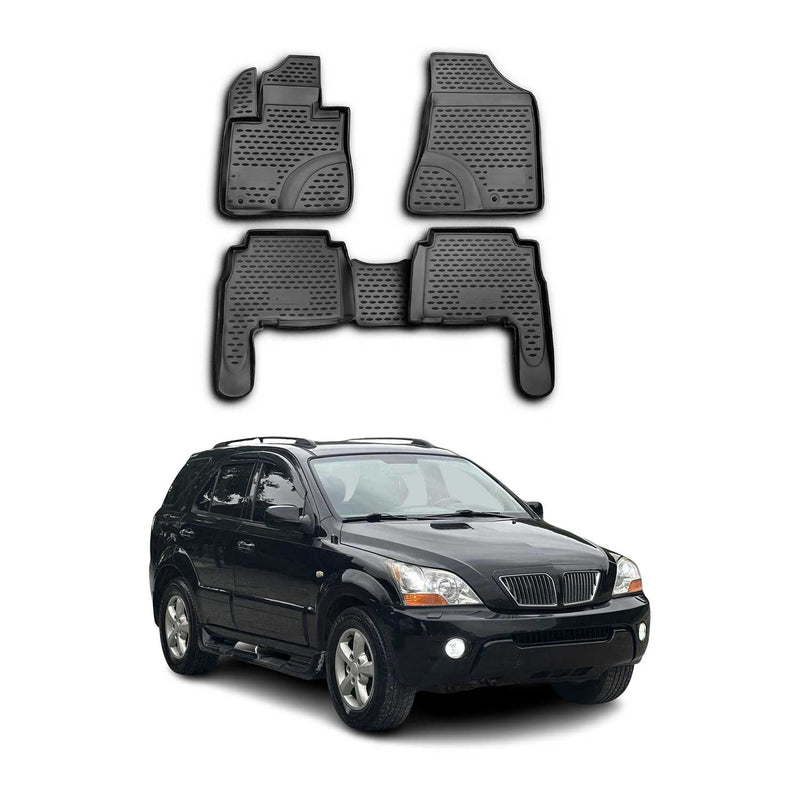 OMAC Tapis de sol pour Kia Sorento 2010-2012 sur mesure en caoutchouc Noir