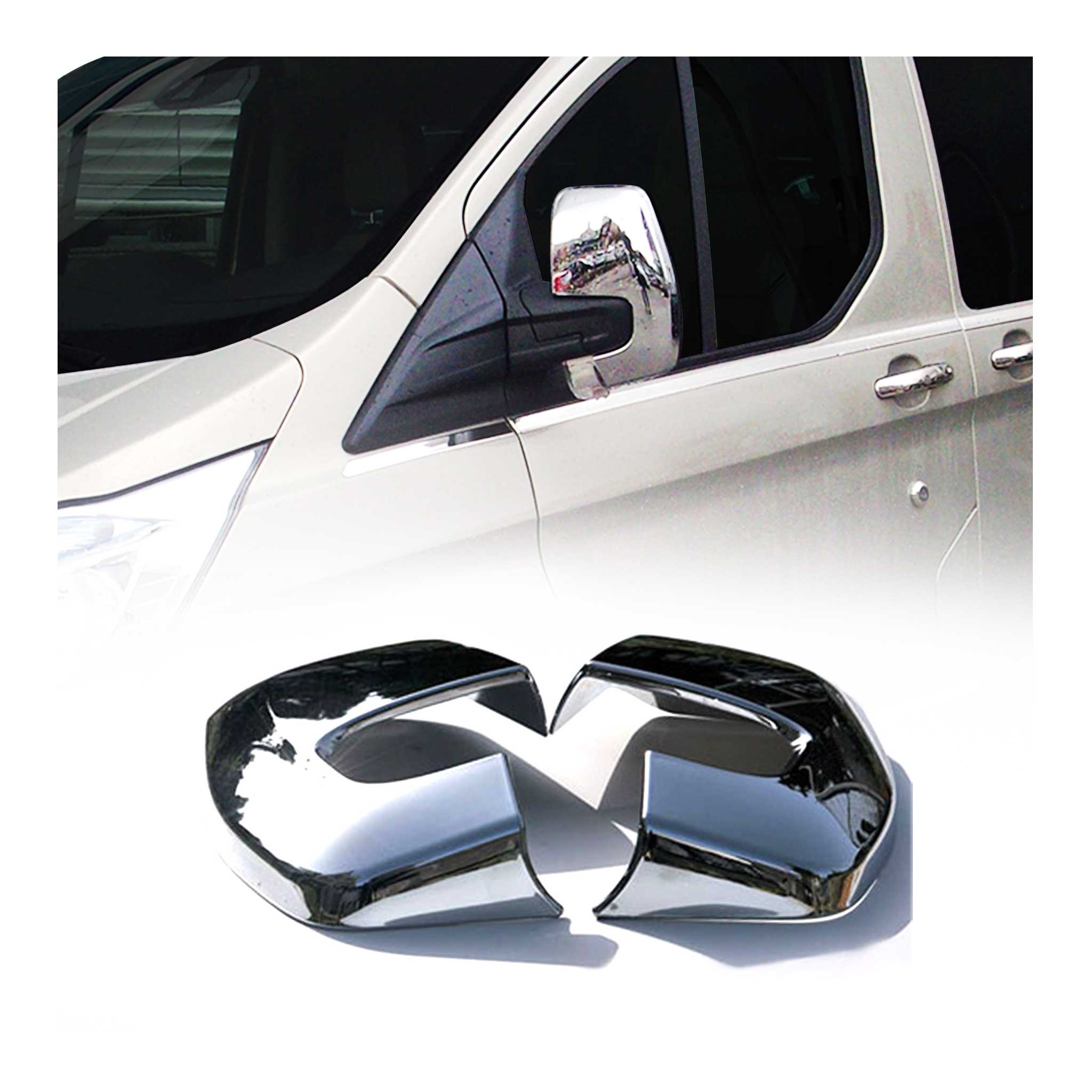 Coques de Rétroviseurs pour Ford Transit Tourneo Custom 2013-2022 en ABS Argent