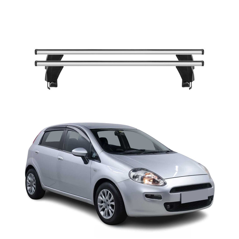 Menabo Barres de toit transversales pour Fiat Punto III 2012-2018 Porte-Bagage en Alu lisse Argent 5Dr 2x TÜV