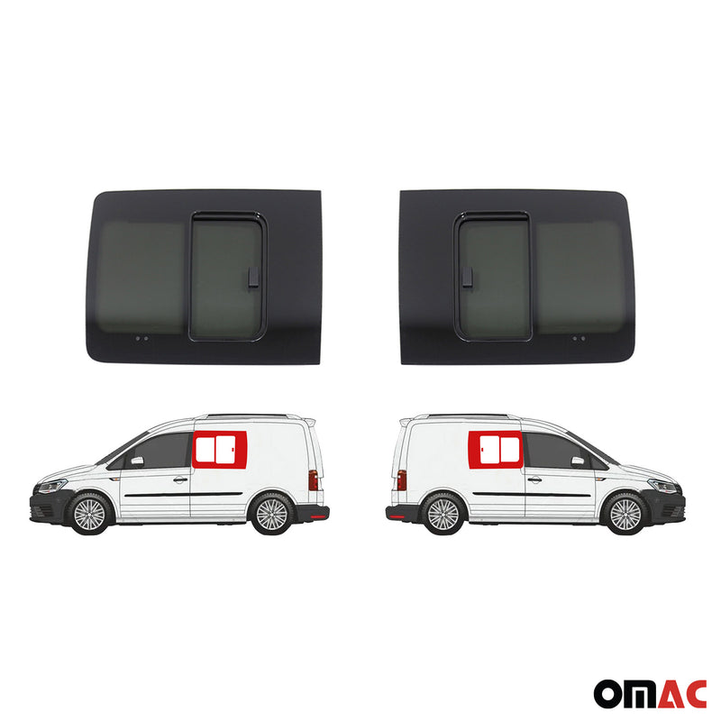 Vitres de Fenêtres Latérales Coulissantes Arriéres pour VW Caddy 2003-2020 L1 2x