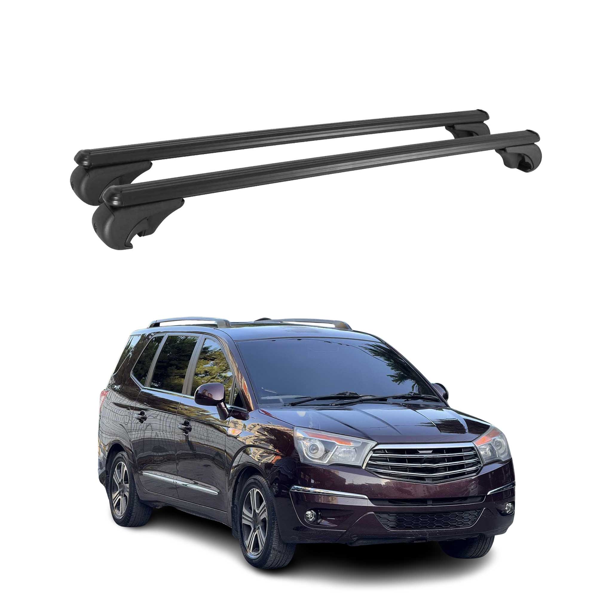 Barres de toit Transversales pour Ssangyong Rodius II 2012-2019 Aluminium Noir