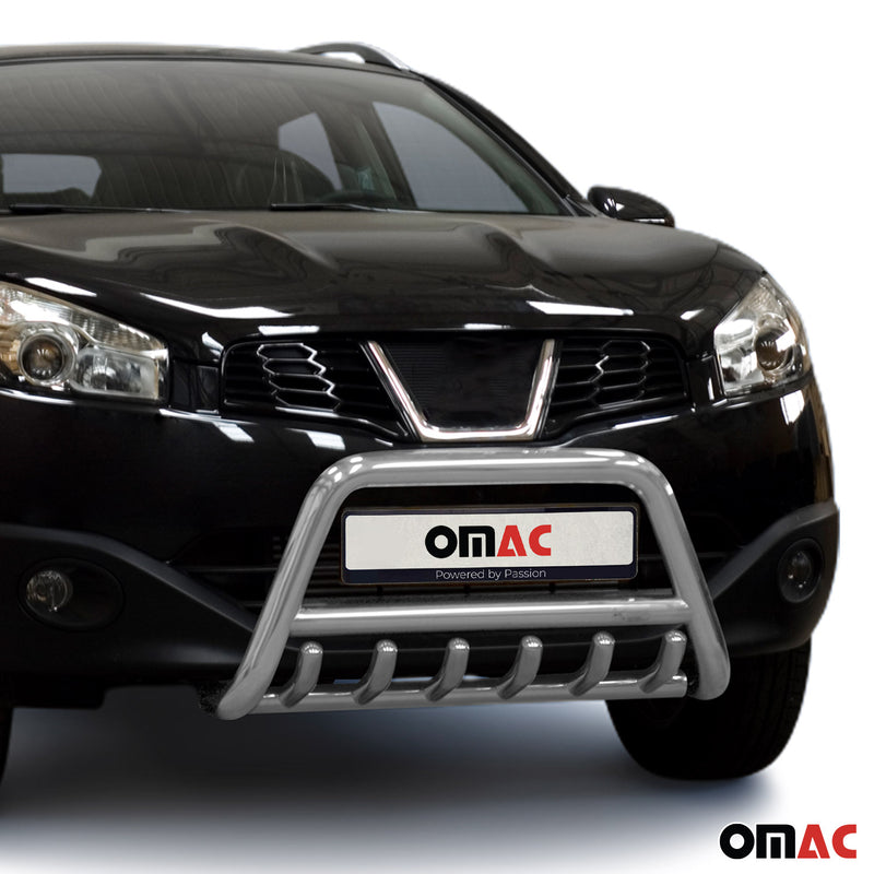 Pare-Buffle Avant Pour Nissan Qashqai +2 2010-2013 Acier Argent