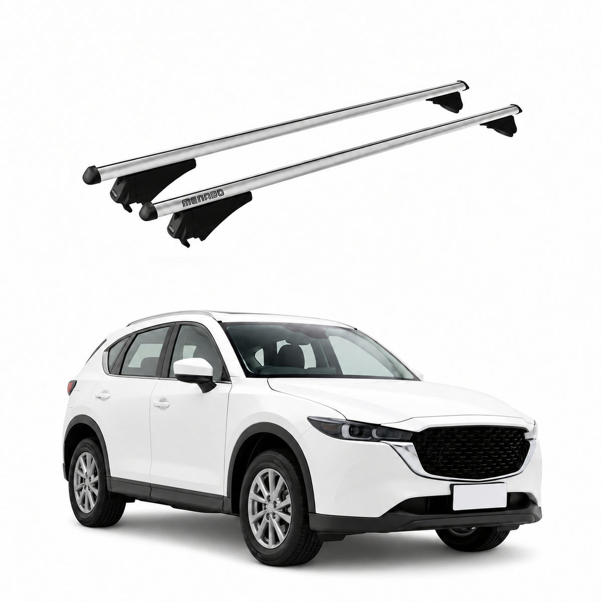 Menabo Barres de toit pour Mazda CX-5 III 2025-2026 Argenté Aluminium 2 Pièces
