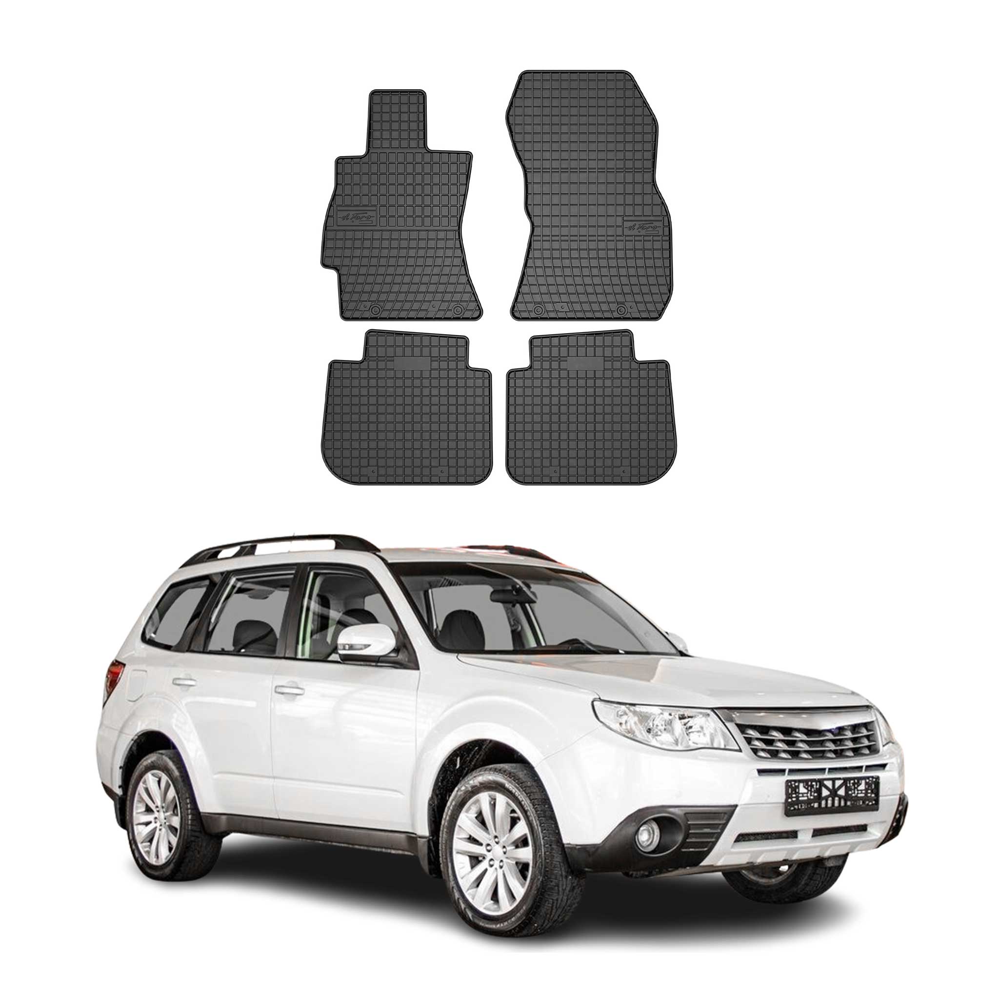 Tapis de Sol pour Subaru Forester III 2008-2013 Caoutchouc Noir 4 Pcs