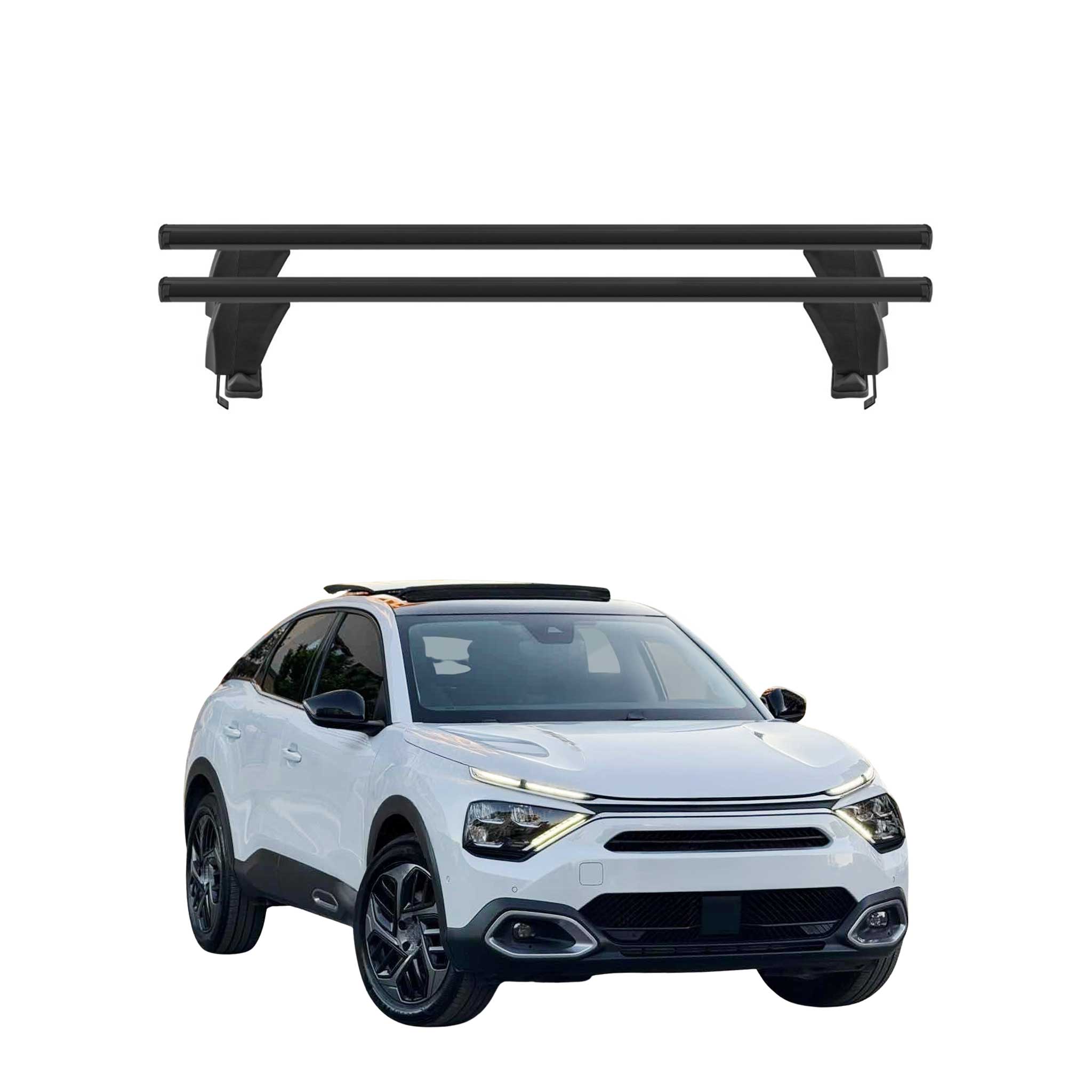 Menabo Barres de toit Transversales pour Citroën C4 mk3 2021-2026 Alu Noir 2x