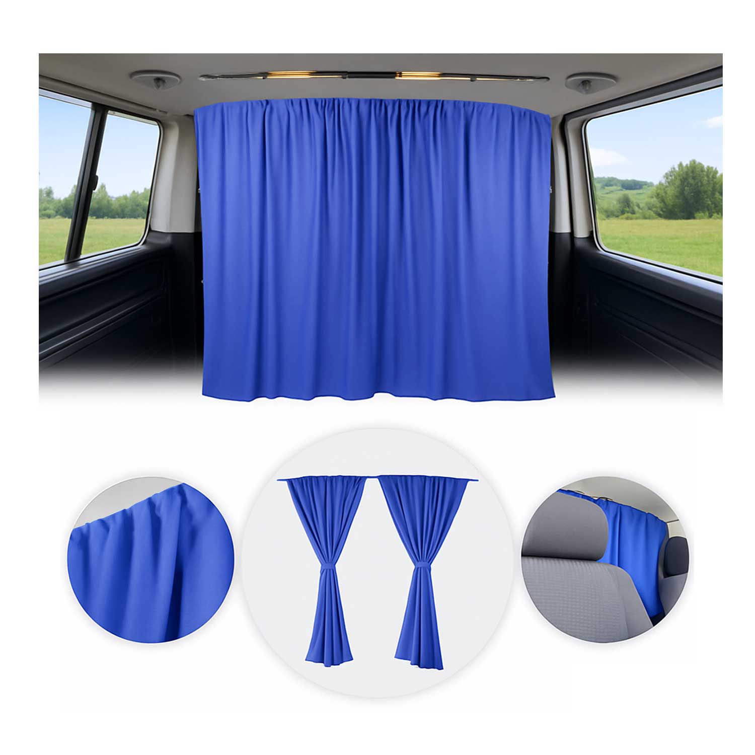 Rideaux De Séparation de Cabine pour VW Caddy L1 L2 Bleu Foncé Tissu