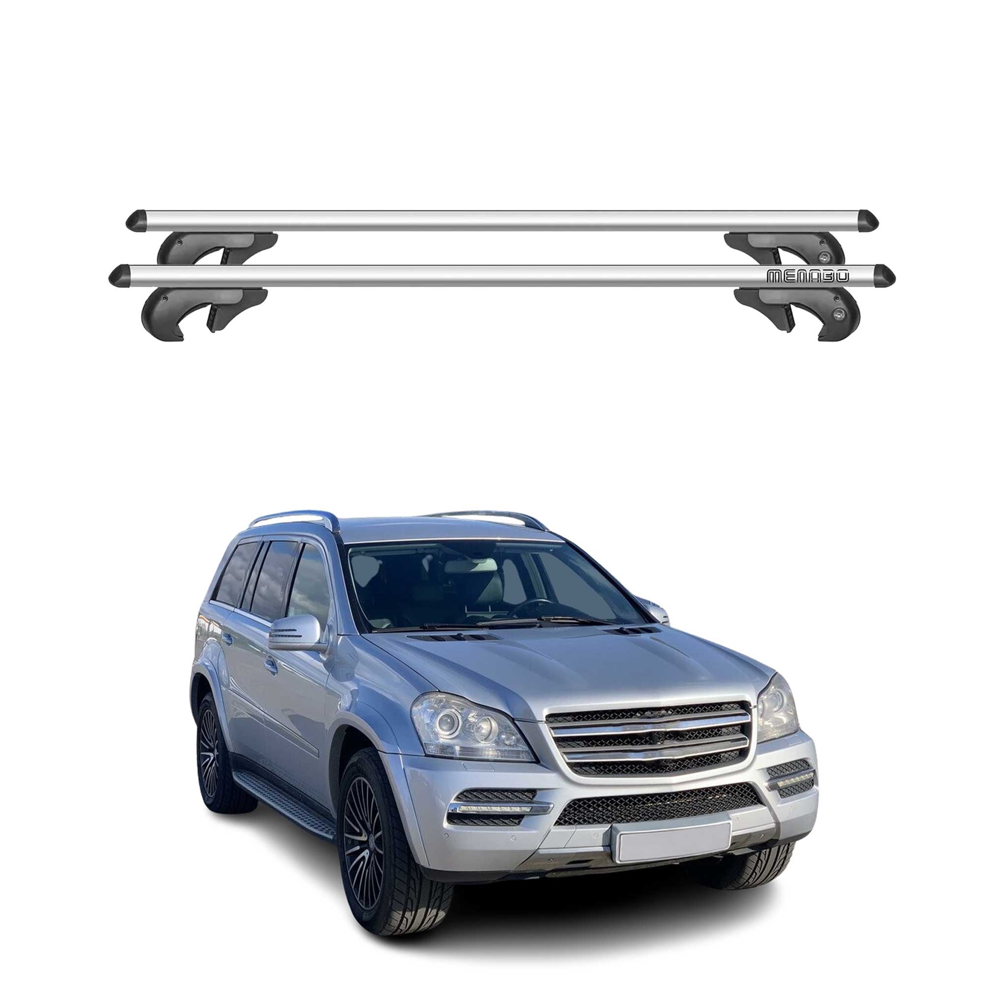 Barres de toit transversales pour Mercedes GL X164 2006-2012 90kg Aluminium Gris