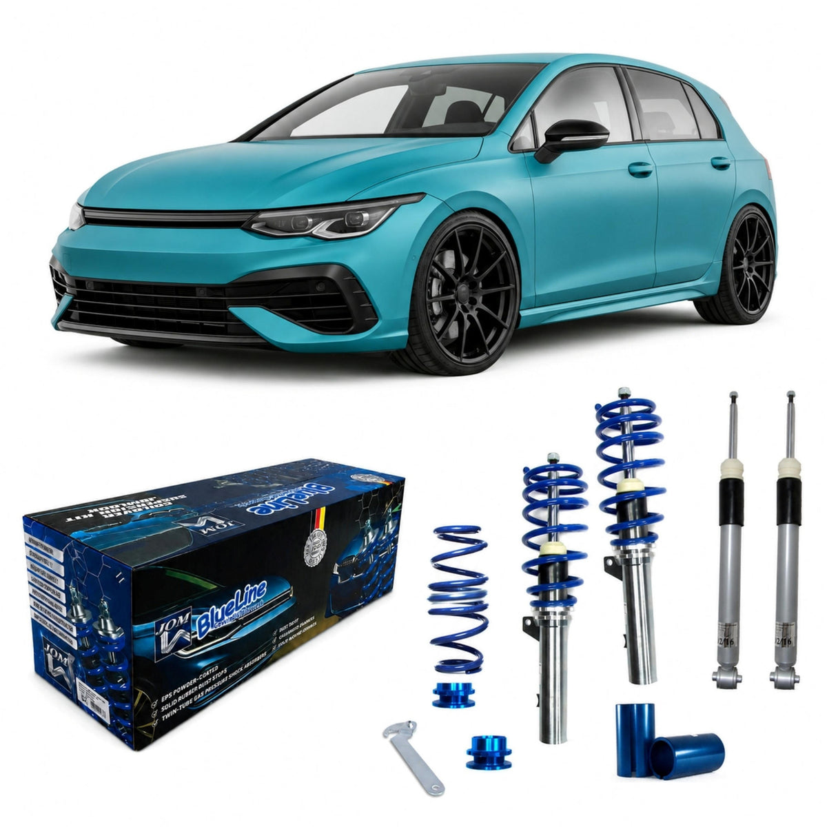 JOM BlueLine Combinés Filetés pour VW Golf 8 2019- HA Mehrlenker 1035kg