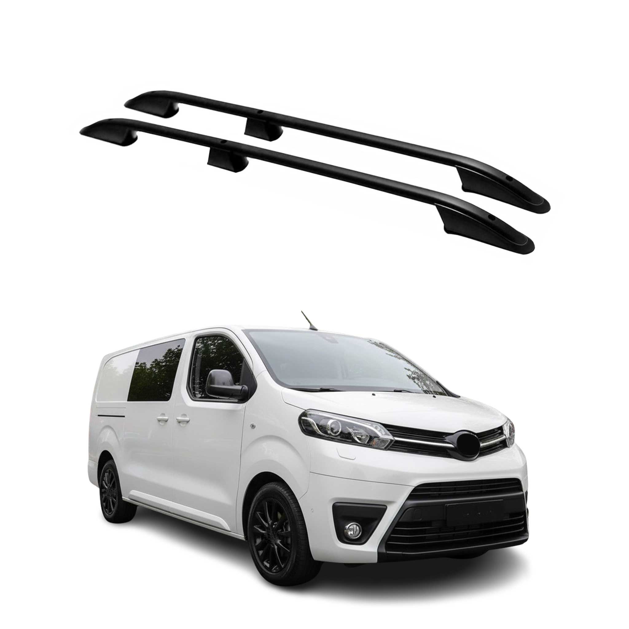 Barres de toit longitudinales pour Toyota ProAce / ProAce Verso 2016-26 L2 Noir
