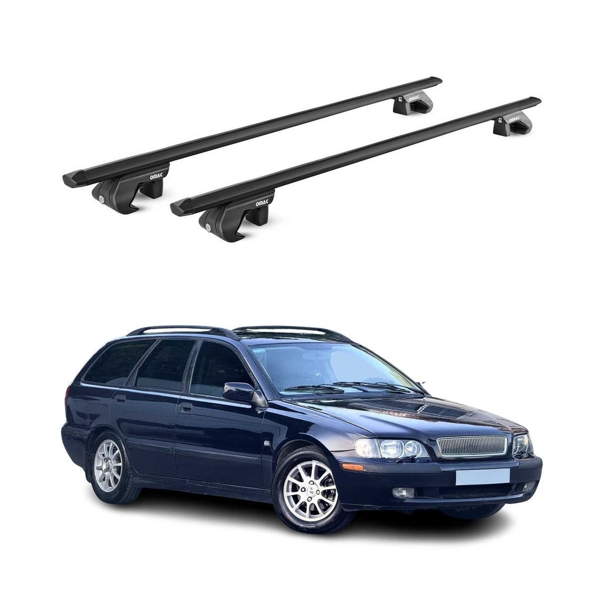 Barres de toit transversales pour Volvo V40 V50 1995-2012 Alu Noir 2 pièces ABE