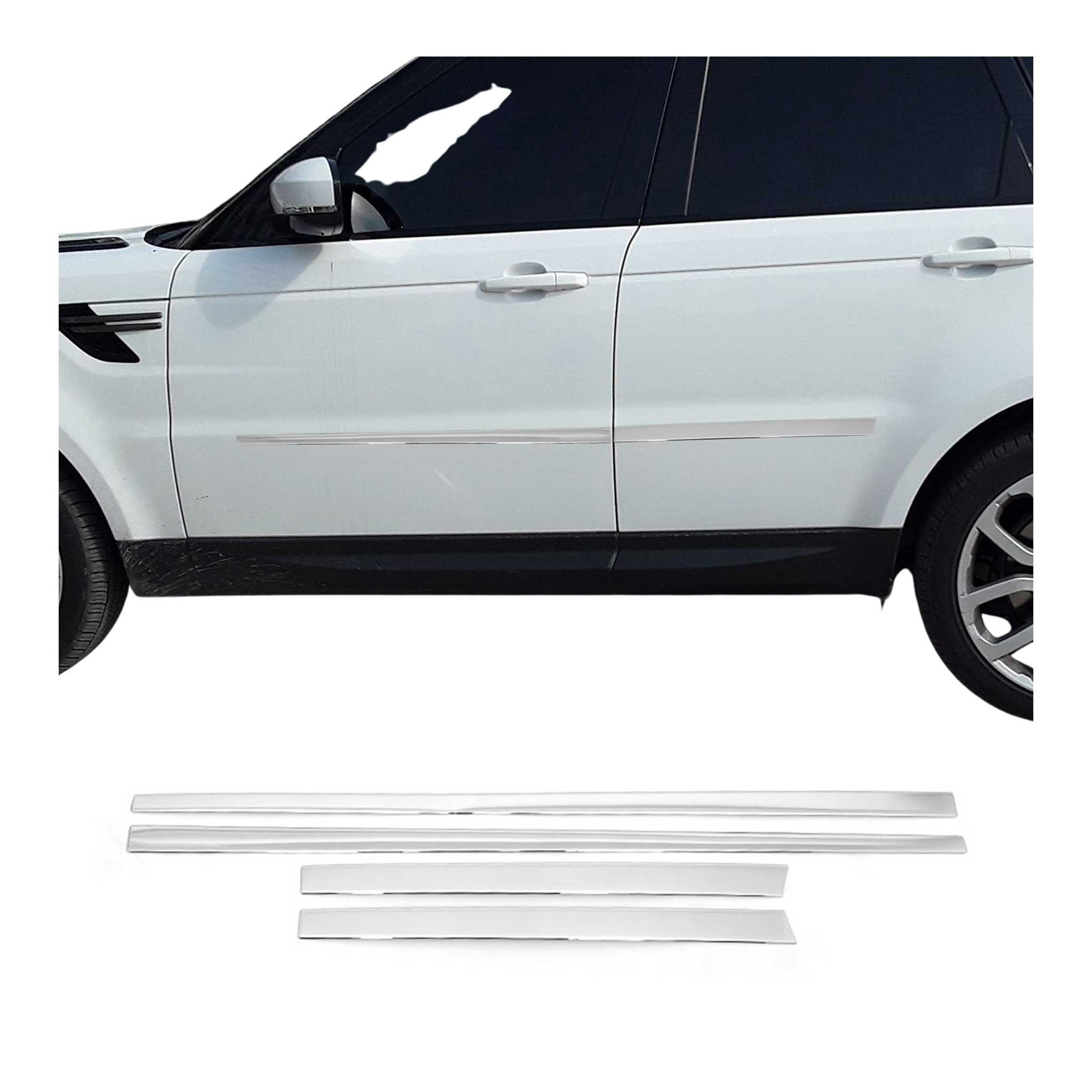 Baguette protection latérale de porte pour Range Rover Sport 2013-2022 Argent 4x