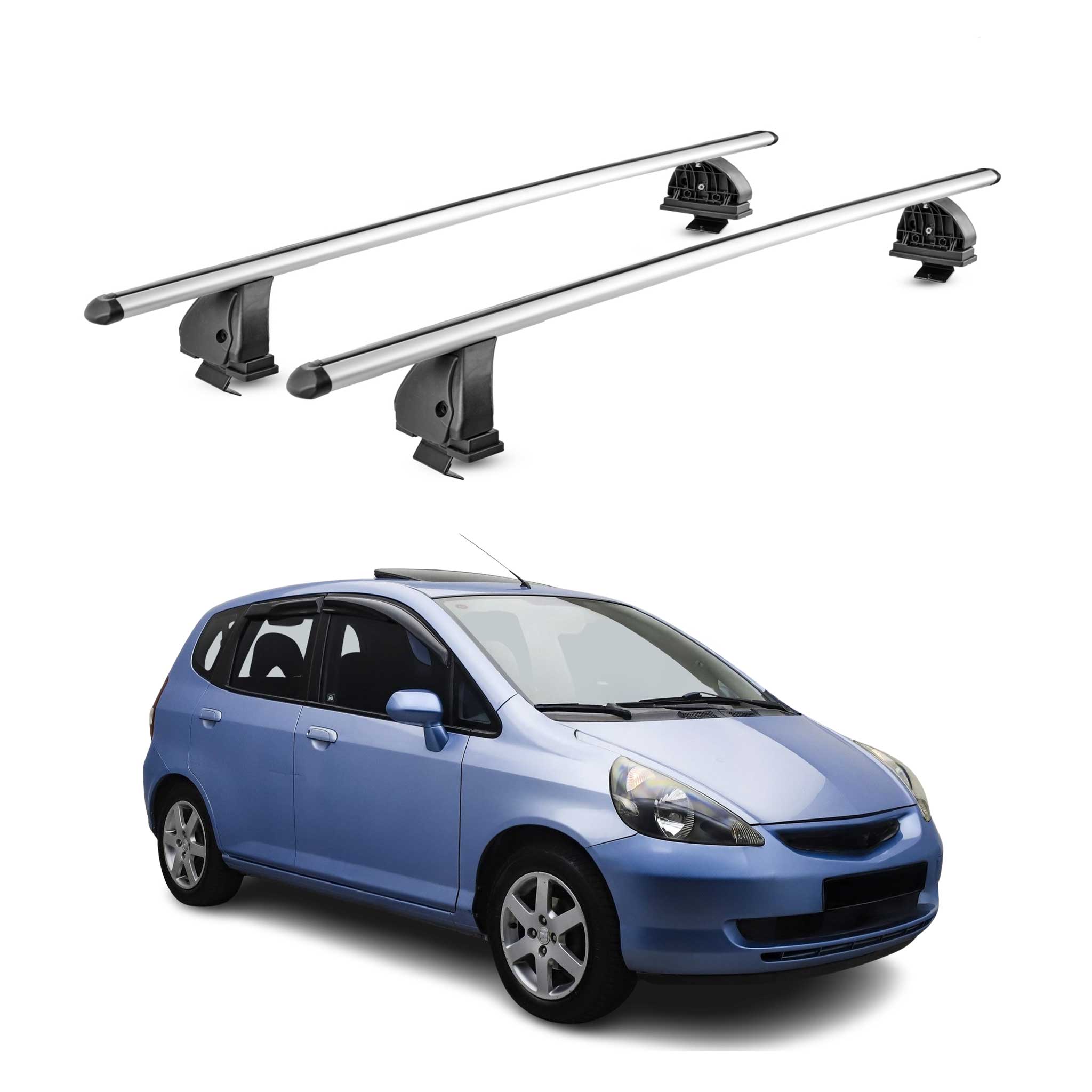 Barres de toit transversales Alu pour Honda Jazz I 2002-2008 TÜV 75 kg Gris 2Pcs
