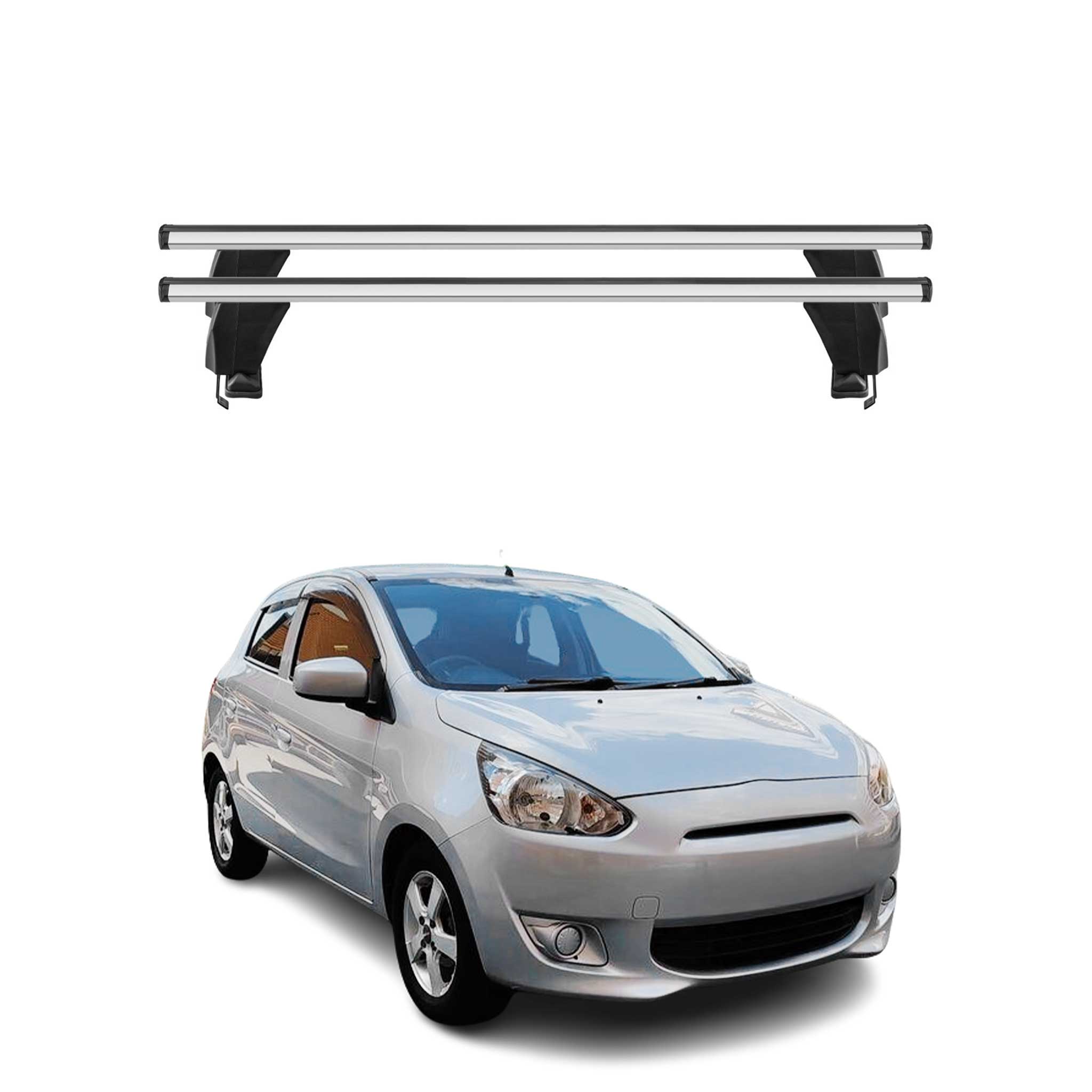 Barres de toit Transversales pour Mitsubishi Mirage HB 2012-2016 Alu Gris 2x